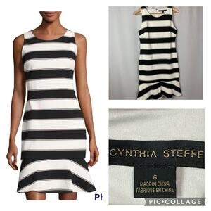 Cynthia Steffe Adrianne Stripe Flounce Dress size 6
